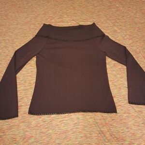 Elegant Off-Shoulder Brown Sweater